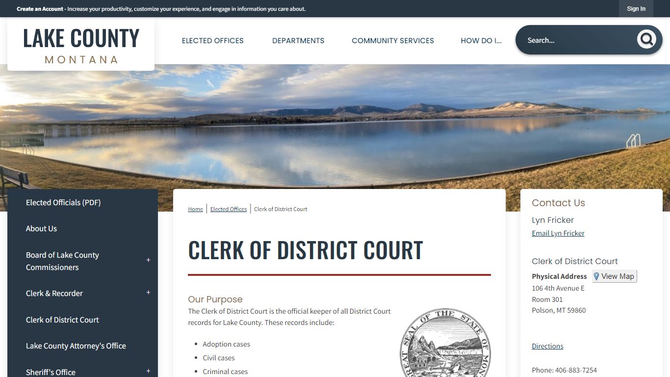 Clerk of District Court | Lake County, MT